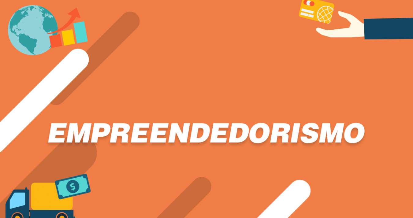 "Empreendedorismo" em branco com fundo laranja