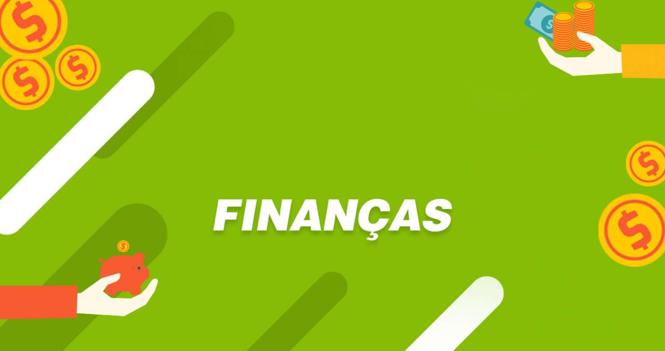 "Finanças" em branco com o fundo verde