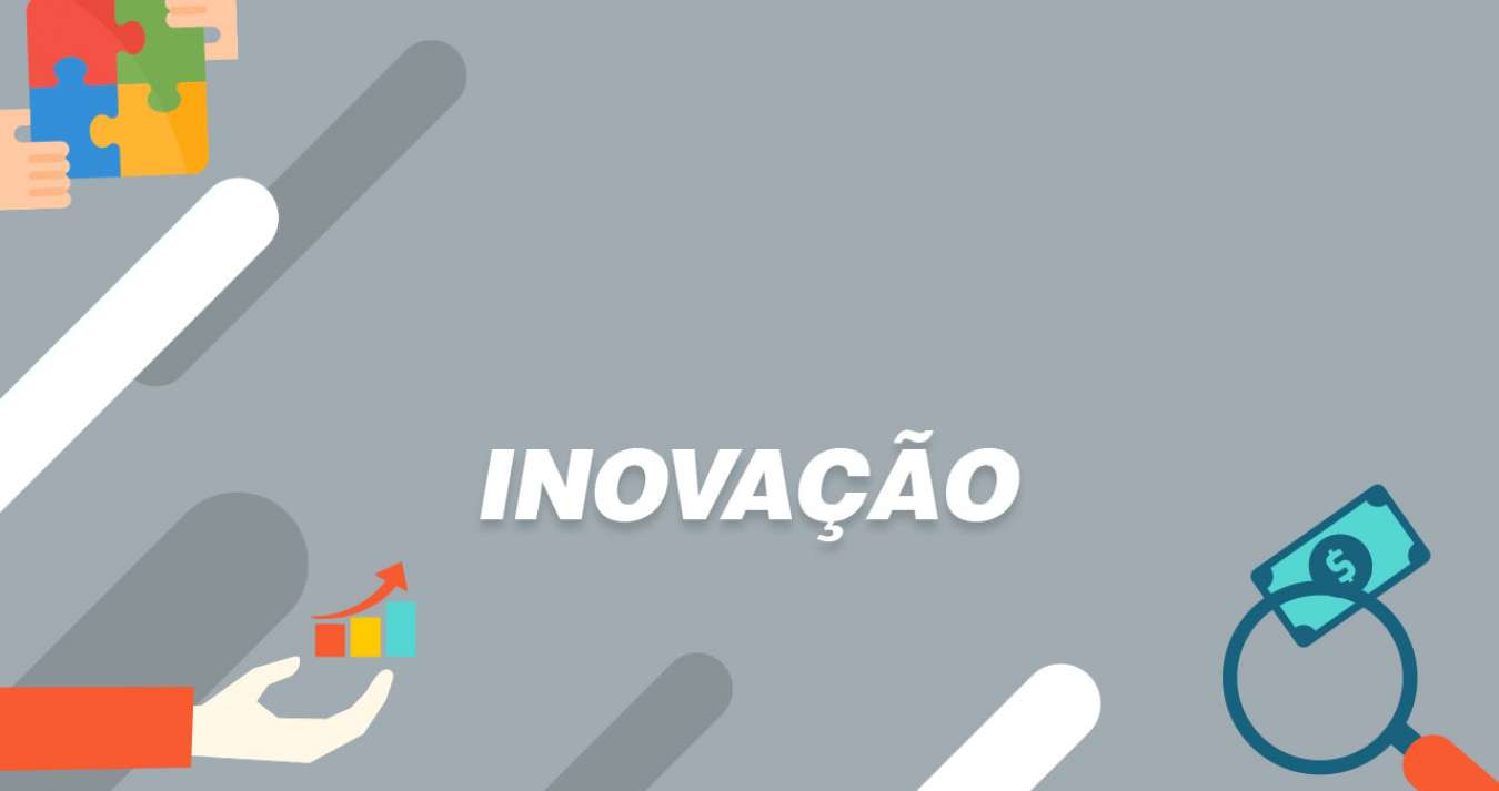 "Inovação" em branco com fundo cinza