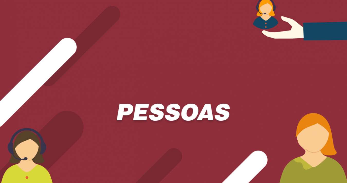 "Pessoas" em branco com fundo vermelho