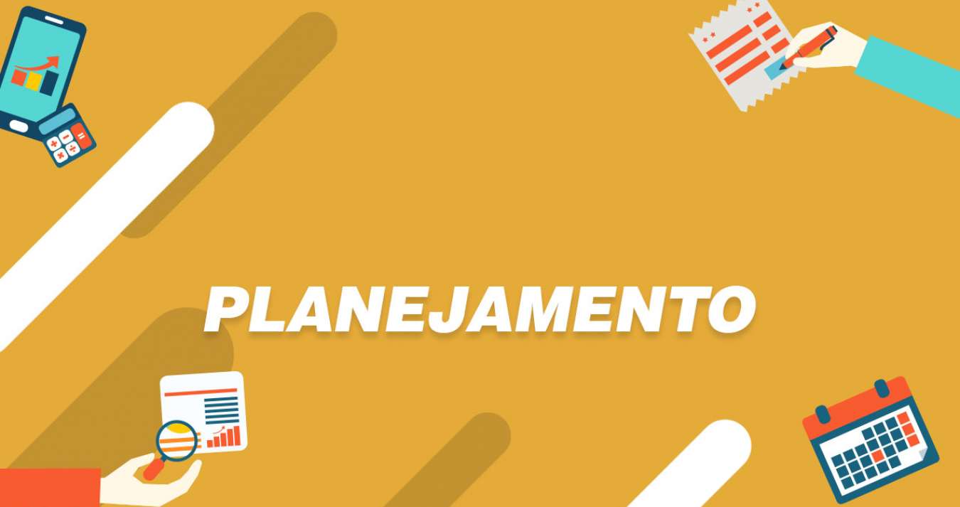 "Planejamento" em branco com fundo laranja