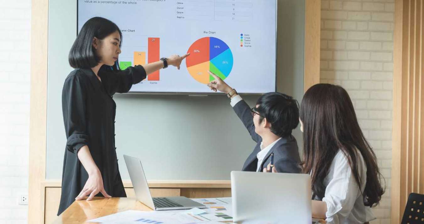 Empreendedores analisando gráficos